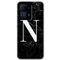 MRCİLETİSİM Xiaomi Mi Mix 4 Kılıf HD Desen Baskılı Arka Kapak+Temperli Cam - Siyah Mermer Desenli N Harfi