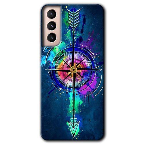 MRCİLETİSİM Samsung Galaxy S21 Kılıf HD Desen Baskılı Arka Kapak + Temperli Cam - Gizemli Pusula