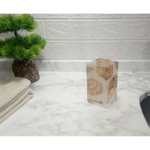 2 Adet Diş Fırçalık Ve Macun Kabı İstiridye Akrilik 6X6X12Cm 300Ml Banyo Seti