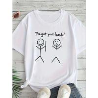 Baskılı Oversize Bisiklet Yaka T-shirt - Beyaz