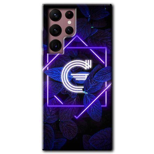 Galaxy S22 Ultra Kılıf HD Desen Baskılı Arka Kapak - Dark Neon Yaprak G Harfi