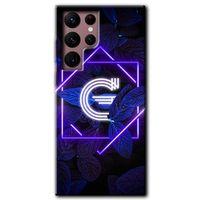 Galaxy S22 Ultra Kılıf HD Desen Baskılı Arka Kapak - Dark Neon Yaprak G Harfi