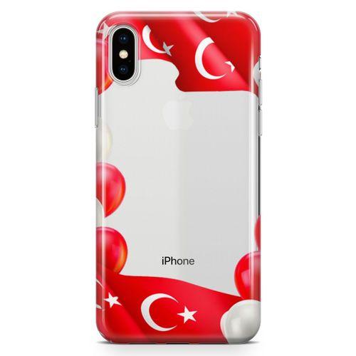 Apple iPhone X Kılıf Balonlar Türkiye Bayrağı Arka Kapak Koruma Desenli Full Koruyucu