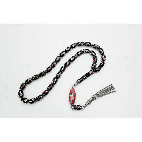 Oltu Taşı Kapsül Kesim Çeşmi Kırmızı İşleme Tespih