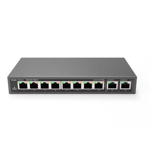RUIJIE REYEE RG-ES110D-P 8 PORT 10/100 + 2X GIGABIT RJ45 UPLINK METAL KASA 110W POE SWITCH