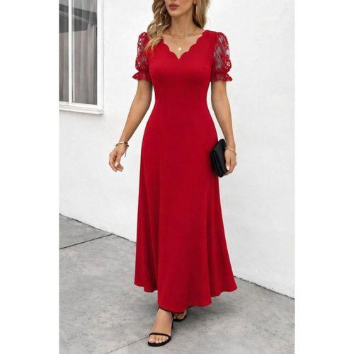 Kadın Kısa Kollu V Yakalı Uzun Janjan Elbise