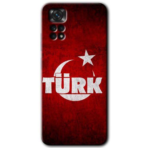 Redmi Note 11s 5G Global Kılıf HD Desen Baskılı Arka Kapak - Ayyıldız Türk + Kırılmaz Cam