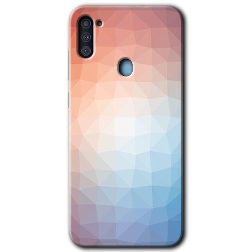 Samsung Galaxy M11 Kılıf Baskılı Kapak - Polygon Graident 3 + 5D Tam Kaplayan Cam