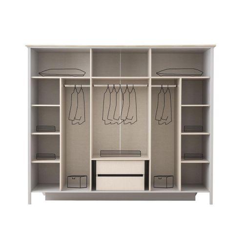 Yakamoz 6 Kapaklı Aynalı Elbise Dolabı Gardrop 253x64x213