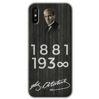 MRCİLETİSİM Xiaomi Redmi 9A Kılıf HD Desen Baskılı Arka Kapak+Temperli Cam - Atatürk Ahşap İmza