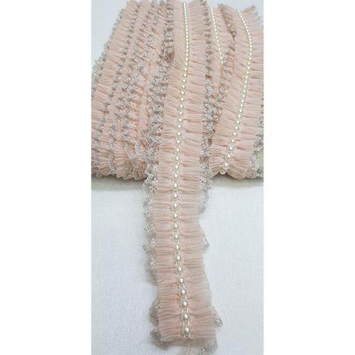 FdayAksesuar Pudra İnci Dantelli Fırfır 3-4 cm 1 Metre