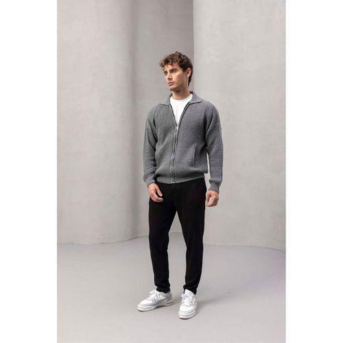 Coppola Fermuarlı Polo Yaka Triko Hırka Füme - Wenders Bisiklet Yaka Sweatshirt Beyaz - Bezayağı Kumaş Pantolon Siyah