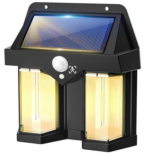 Rustik Ampul İkili Solar Duvar Aplik Güneş Enerjili Hareket Sensörlü