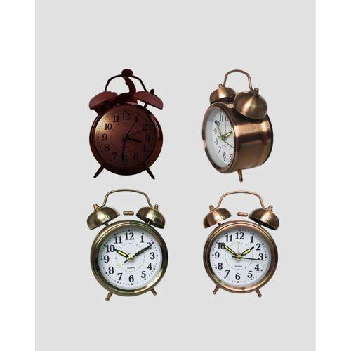 Nostaljik Büyük Boy Metal Masa Saati Bronz Kaplama Ve Yüksek Sesli Alarm