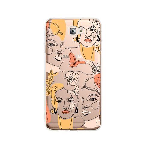Samsung J7 Prime Line Style Desenli Premium Şeffaf Silikon Kılıf
