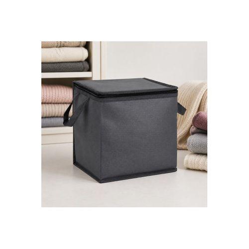Mini Hurç Antrasit 25x25x25 cm Fermuarlı Katlanabilir Çorap Kazak Havlu Saklama Hurcu
