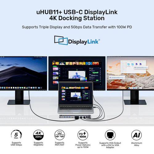 UNITEK UHUB11+ USB-C DISPLAYLINK 4K BAGLANTI ISTASYONU (D1147AGY01)