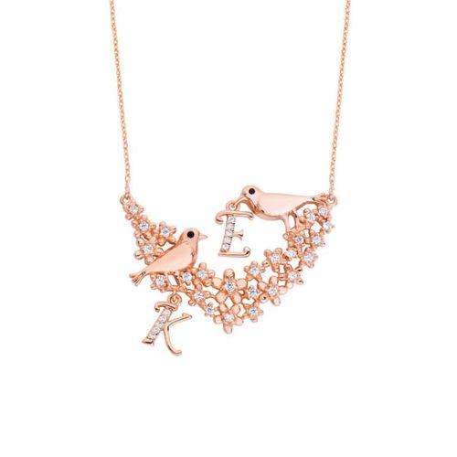 Aşk İncelik İster Kuşlu Harfli Gümüş Kolye GMS1760