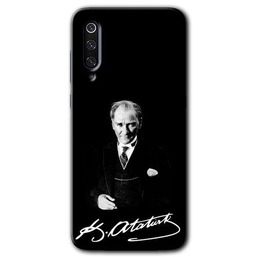 Potkal Hediye Fabrikası Xiaomi Mi 9 Kılıf HD Desen Baskılı Arka Kapak - Atatürk İmza