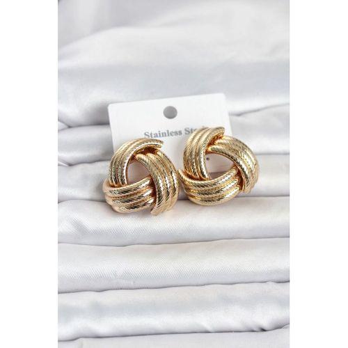 316L Çelik Gold Renk Sarmal Model Kadın Küpe