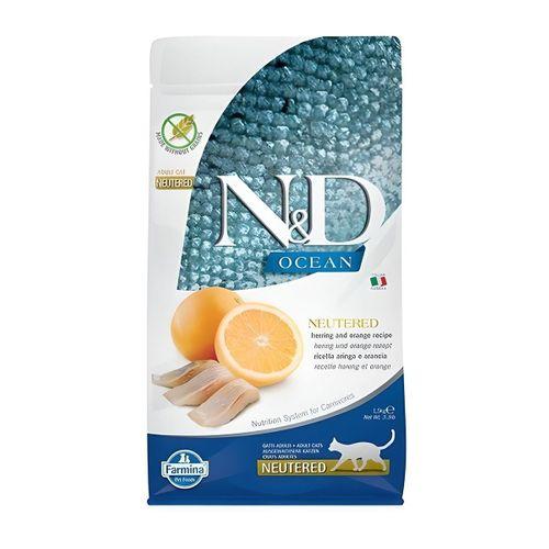 N&D Ocean Ringa Balık&Portakal Tahılsız Kısırlaştırılmış Kedi Maması 1,5 Kg