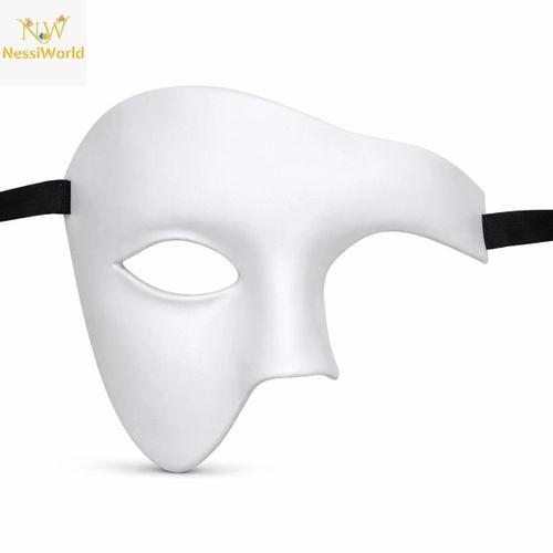 Beyaz Yarım Erkek Maske – Phantom Parti &amp; Balo Maskesi