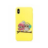 Bereli Baykuşlar Tasarımlı iPhone Xs Max Sarı Telefon Kılıfı