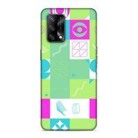 Oppo A74 4G Uyumlu Kılıf Insomnia (30) Silicone Case Pembe Yeşil