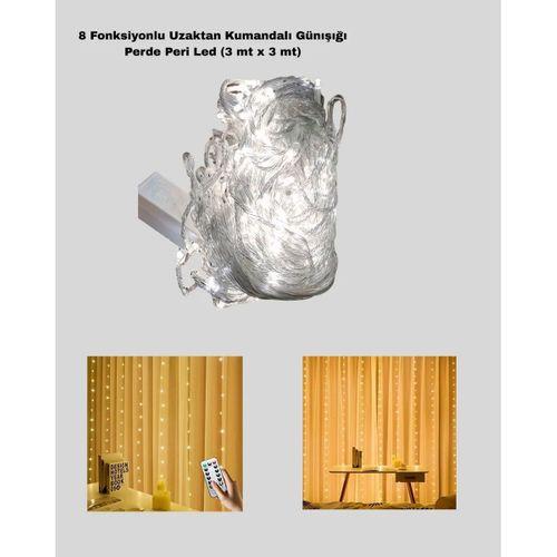Dekoratif Perde Peri Led Günışığı Renk 8 Fonksiyonlu Işık