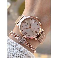 Q&Q Çelik Kordon 2 Yıl Garantili 3 Atm Suya Dayanıklı Kol Saati+Bileklik Hediyeli QQ.1001.R1