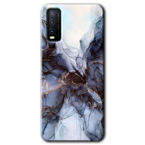 Vivo Y11s Kılıf HD Desen Baskılı Arka Kapak + Temperli Cam - Otantik Mermer