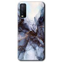 Vivo Y11s Kılıf HD Desen Baskılı Arka Kapak + Temperli Cam - Otantik Mermer