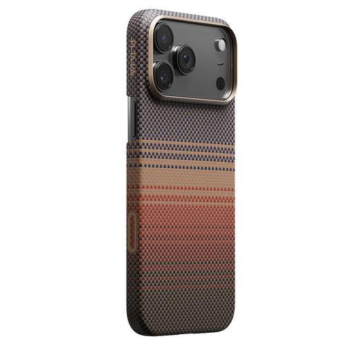 Apple iPhone 17 Pro Kılıf M-safe Şarj Özellikli Aramid Fiber Pitaka Tactile Woven Sunset-Moonrise Serisi Sunset Kapak