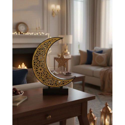 3d Hilal Yıldız Dekor 23x23 Cm Ramazan Özel Masa Üstü Süs