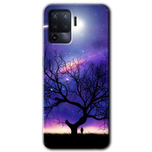 Potkal Hediye Fabrikası Oppo Reno 5 Lite Kılıf HD Desen Baskılı Arka Kapak - Uzay Silüet