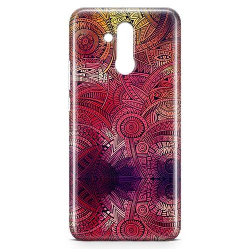 Huawei Mate 20 Lite Kılıf Kırmızı Pembe Motifler Arka Kapak Koruma Desenli Full Koruyucu