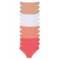 12 adet Süper Eko Set Likralı Kadın Slip Külot Ten Beyaz Pudra Fuşya