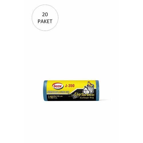 J-350 Jumbo Boy Çöp Torbası 80 x 110 cm 10 Lu Rulo x 20 Paket = 200 Adet (Mavi)