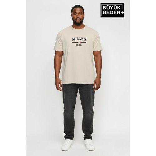 Süperlife Erkek Büyük Beden Milano İtalia Baskılı 3xl-6xl Bisiklet Yaka Tshırt SPR26BTS510-09