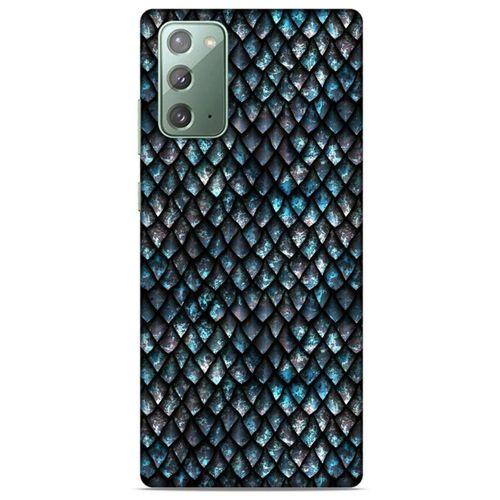 Samsung Galaxy Note 20 Kılıf Dragons (10) Full Koruma Kılıfı Ejderha Skin Mavi Beyaz