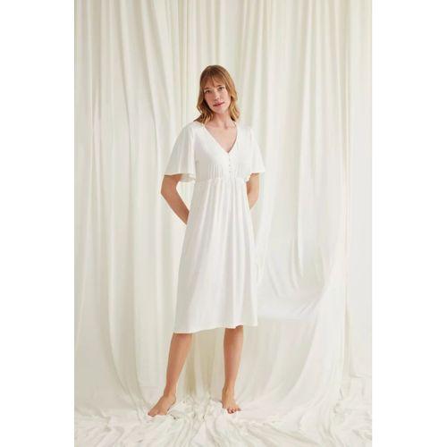 Dantelli Önü Düğmeli Hamile Lohusa Gecelik