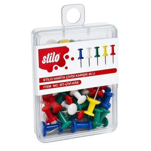 STİLO 40 'LI HARİTA ÇİVİSİ KARIŞIK RENK