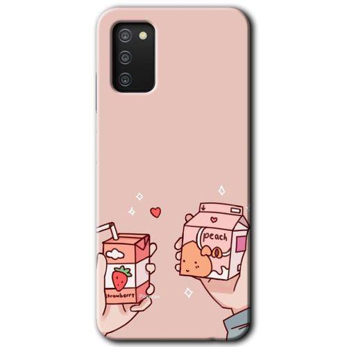 Samsung Galaxy A02s Kılıf Baskılı Kapak - Meyveli Süt + 5D Tam Kaplayan Cam