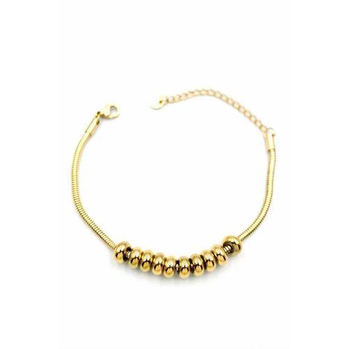 Halkalı Yılan Zincir Bileklik - Altın