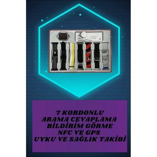 Dijital Göstergeli Powerbank Kulaklık Ve 7 Kordonlu Yeni Nesil Akıllı Saat Amoled Ekran
