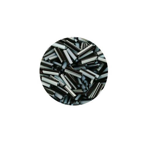 Uzun Boru Kesme Boncuk Çap 2mm Uzunluk 10 mm - 60 Gram - Siyah Beyaz - BNC290