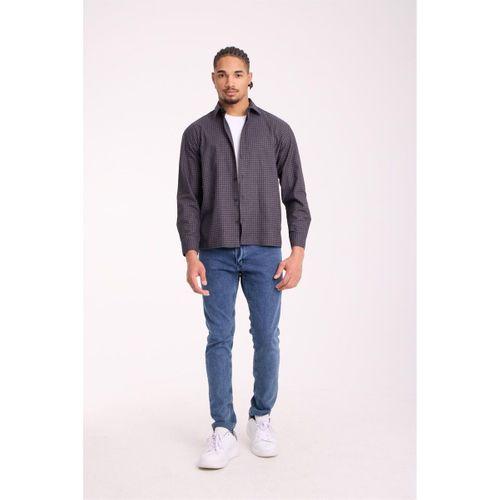 Jonas Ekose Küçük Kareli Relaxed Fit %100 Pamuklu Flanel Kumaş Erkek Gömlek - Kahve