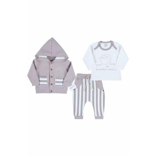 Ayıcık Nakışlı Hırkalı % 100 Pamuk Erkek Bebek Takım