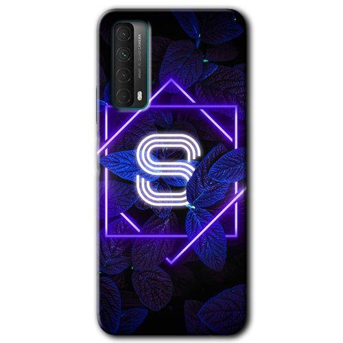 Potkal Hediye Fabrikası Huawei P Smart 2021 Kılıf HD Desen Baskılı Arka Kapak - Dark Neon Yaprak S Harfi