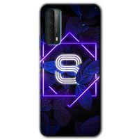 Potkal Hediye Fabrikası Huawei P Smart 2021 Kılıf HD Desen Baskılı Arka Kapak - Dark Neon Yaprak S Harfi
